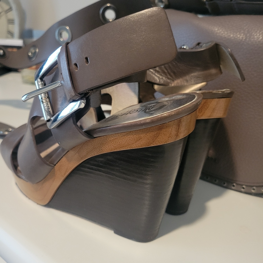 Michael Kors Brown and Black Wedge Sandals